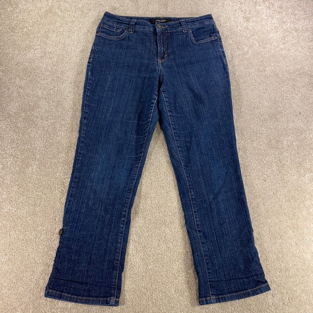 Nine West Jeans Womens Size 8 Dark Blue Straight Leg Cropped Stretch Denim